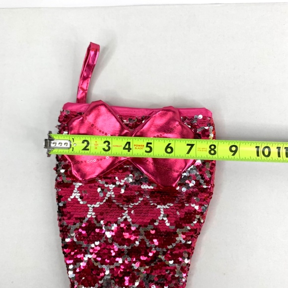 2 Holiday Time Girls pink/mermaid tail sequin themed Christmas Holiday stocking - Picture 8 of 10